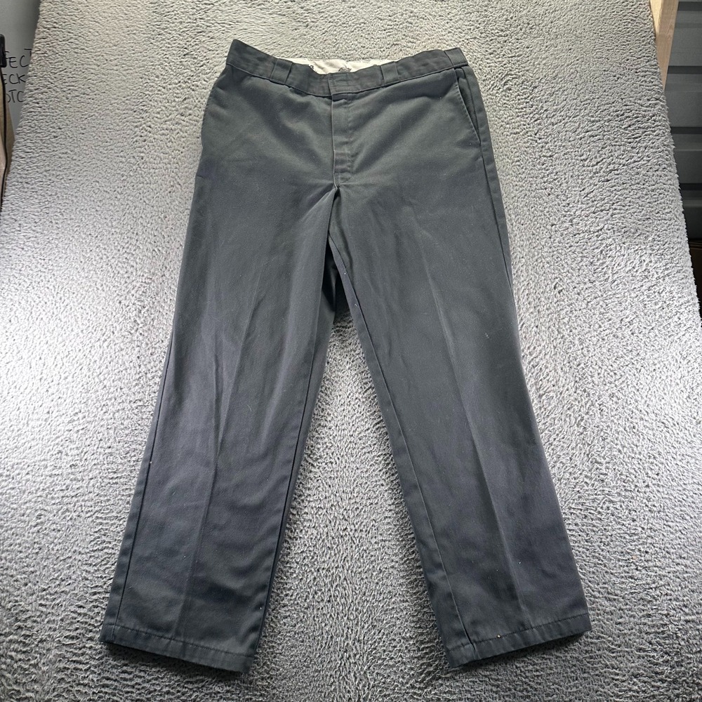 Dickies 874 Pant Mens 38x32 Gray Polyester Khakis Straight leg Workwear Utility